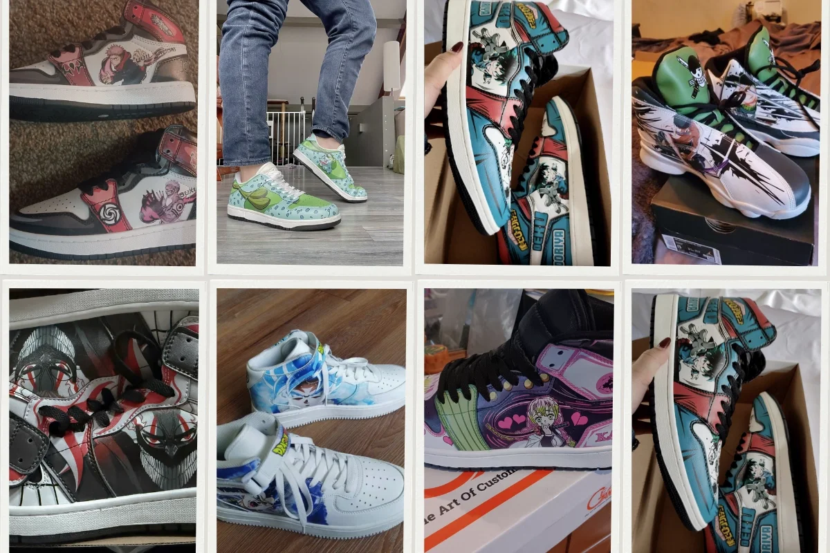 Customer photos of Gearanime custom anime sneakers from store reviews