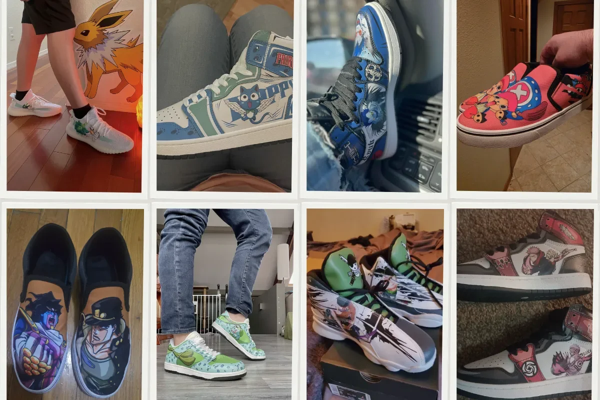 Customer photos of Gearanime custom anime sneakers from store reviews