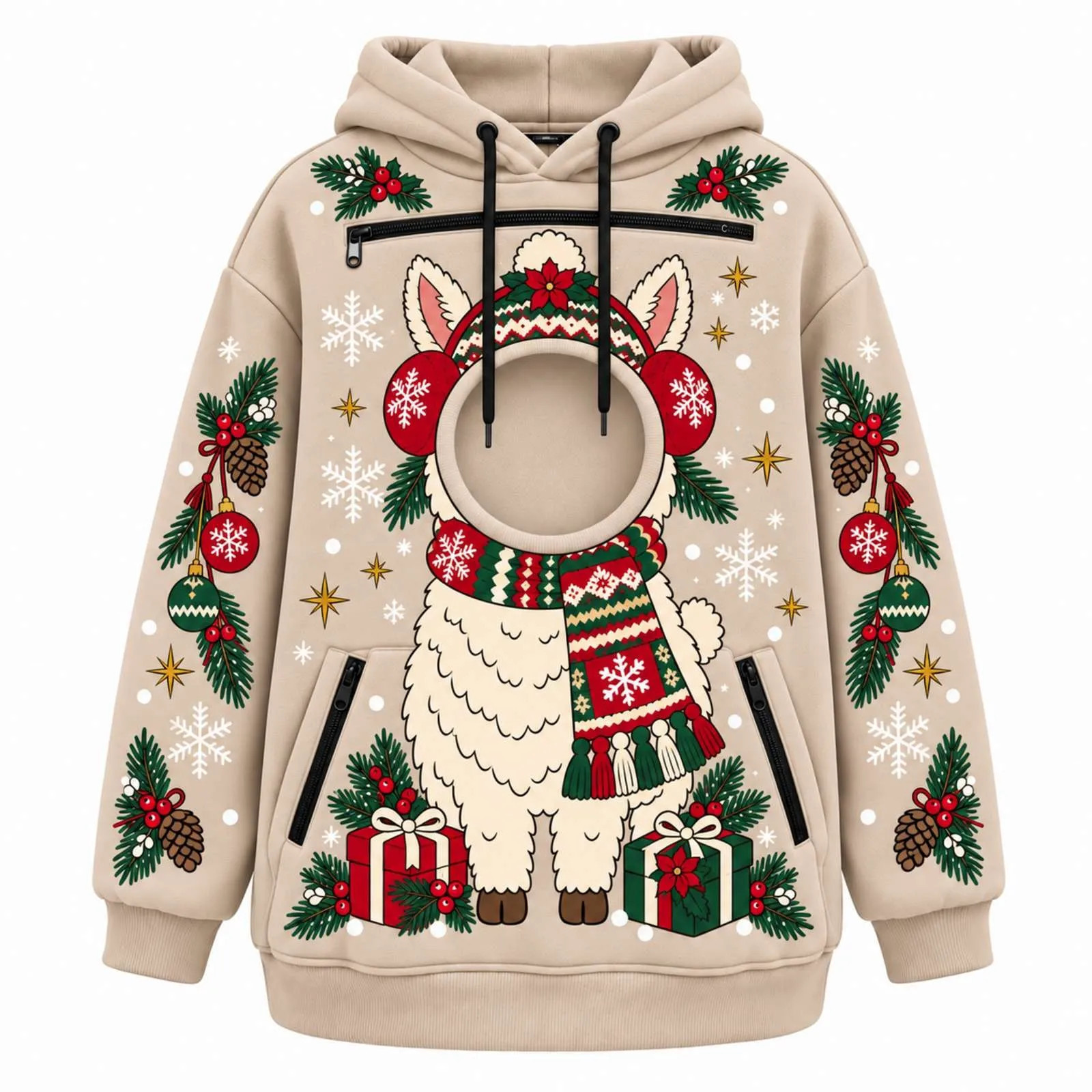 Elf face-hole Christmas hoodie