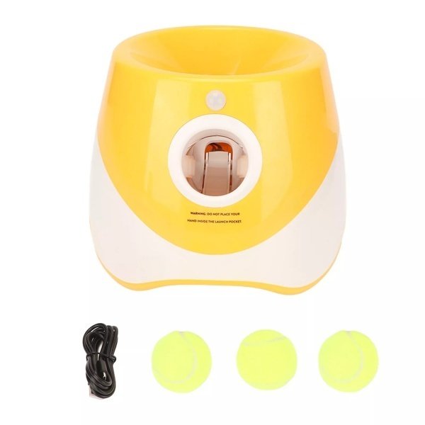 Automatic dog ball launcher with 3 tennis balls and USB cable