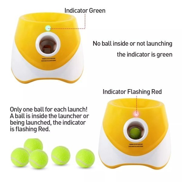 Ball launcher indicator light &mdash; green ready, flashing red launching