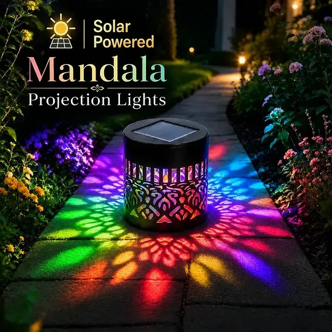 Mandala light glowing pattern close-up