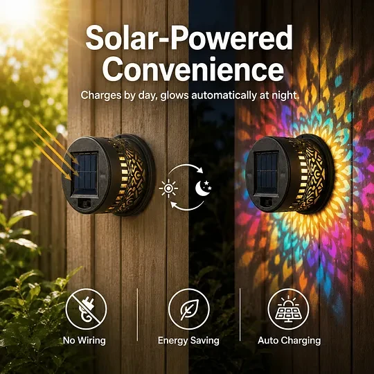 Solar mandala wall light outdoor display