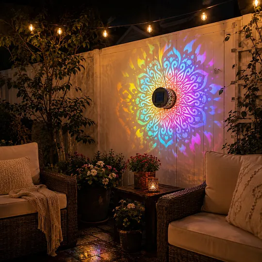 Mandala solar wall light patio decoration