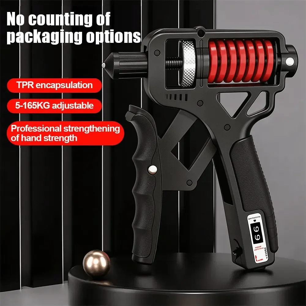 Hand grip strengthener with adjustable resistance information