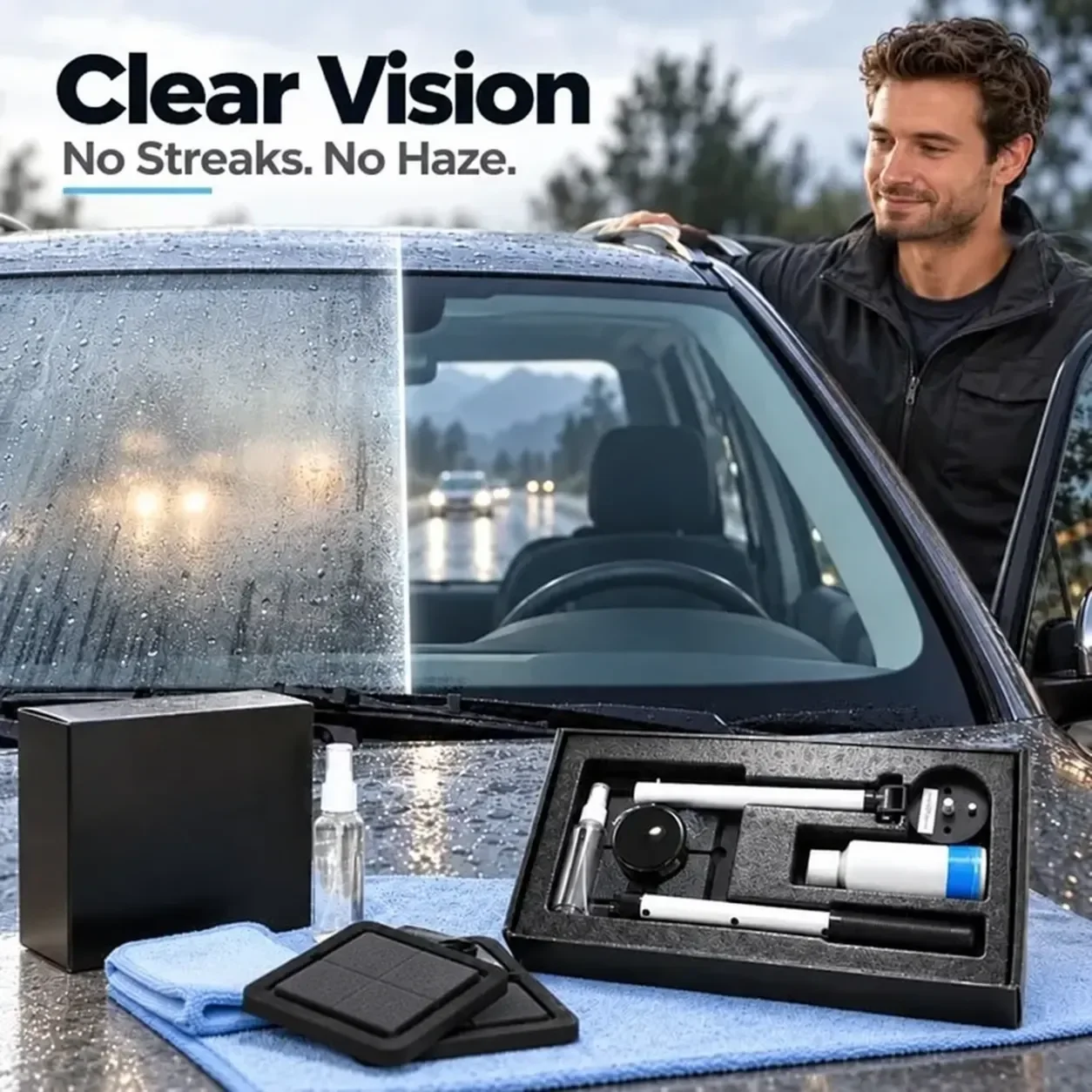 Dual-sided glass cleaning demonstration