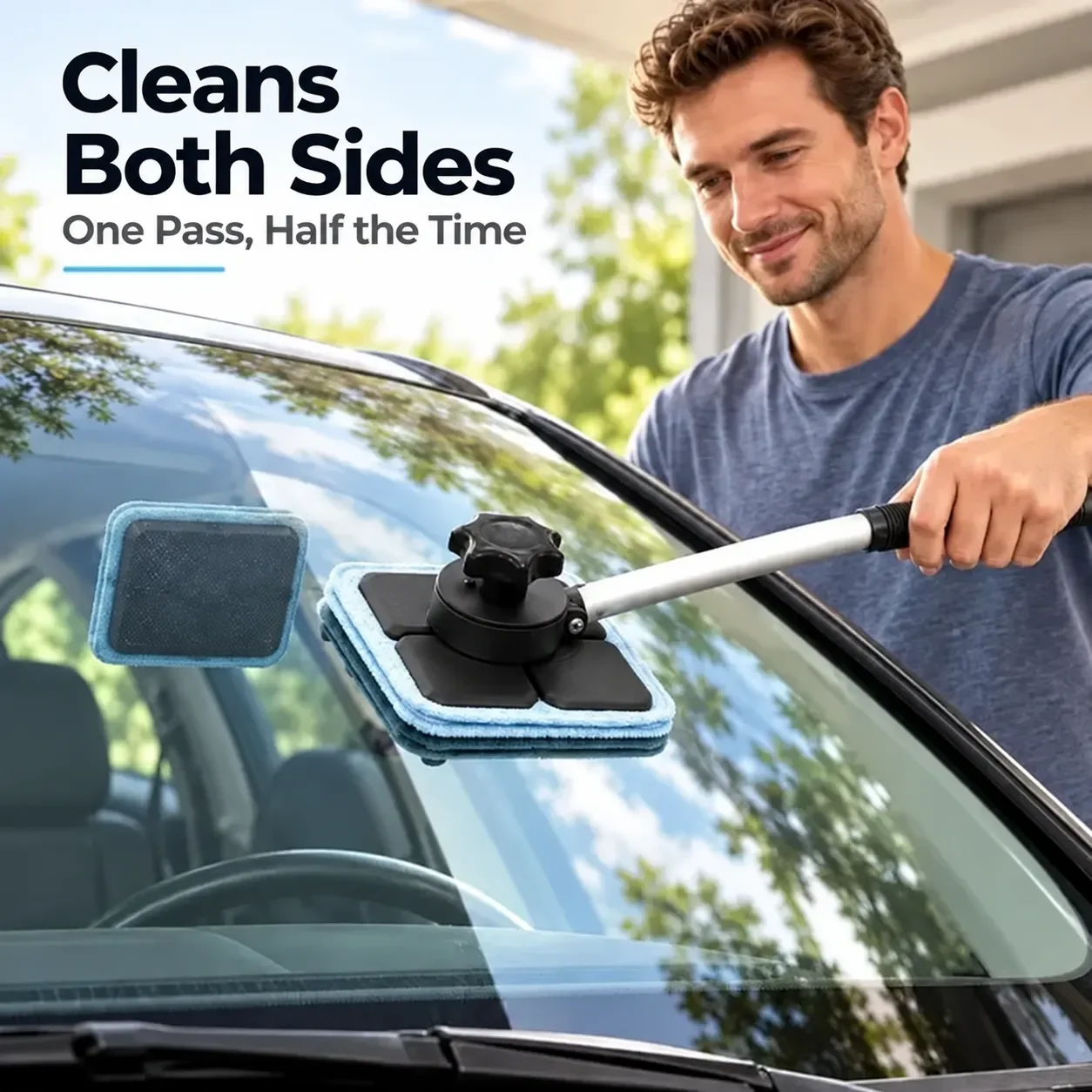 Step-by-step use guide for magnetic glass cleaner