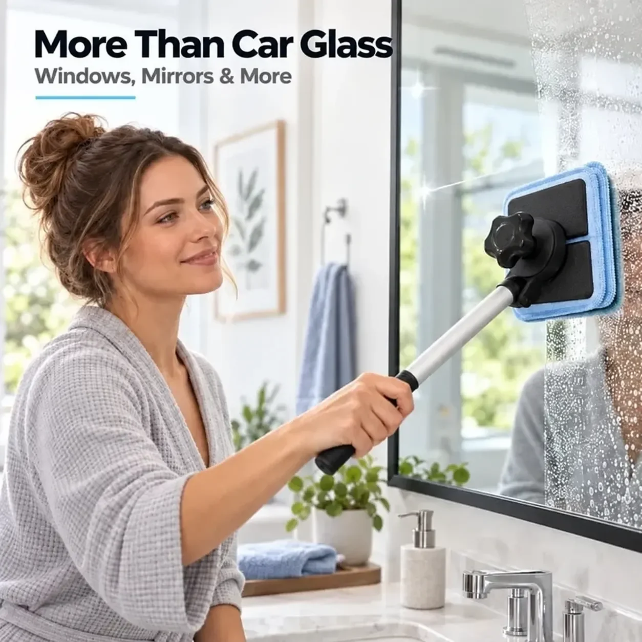 Magnetic cleaner used across car glass surfaces
