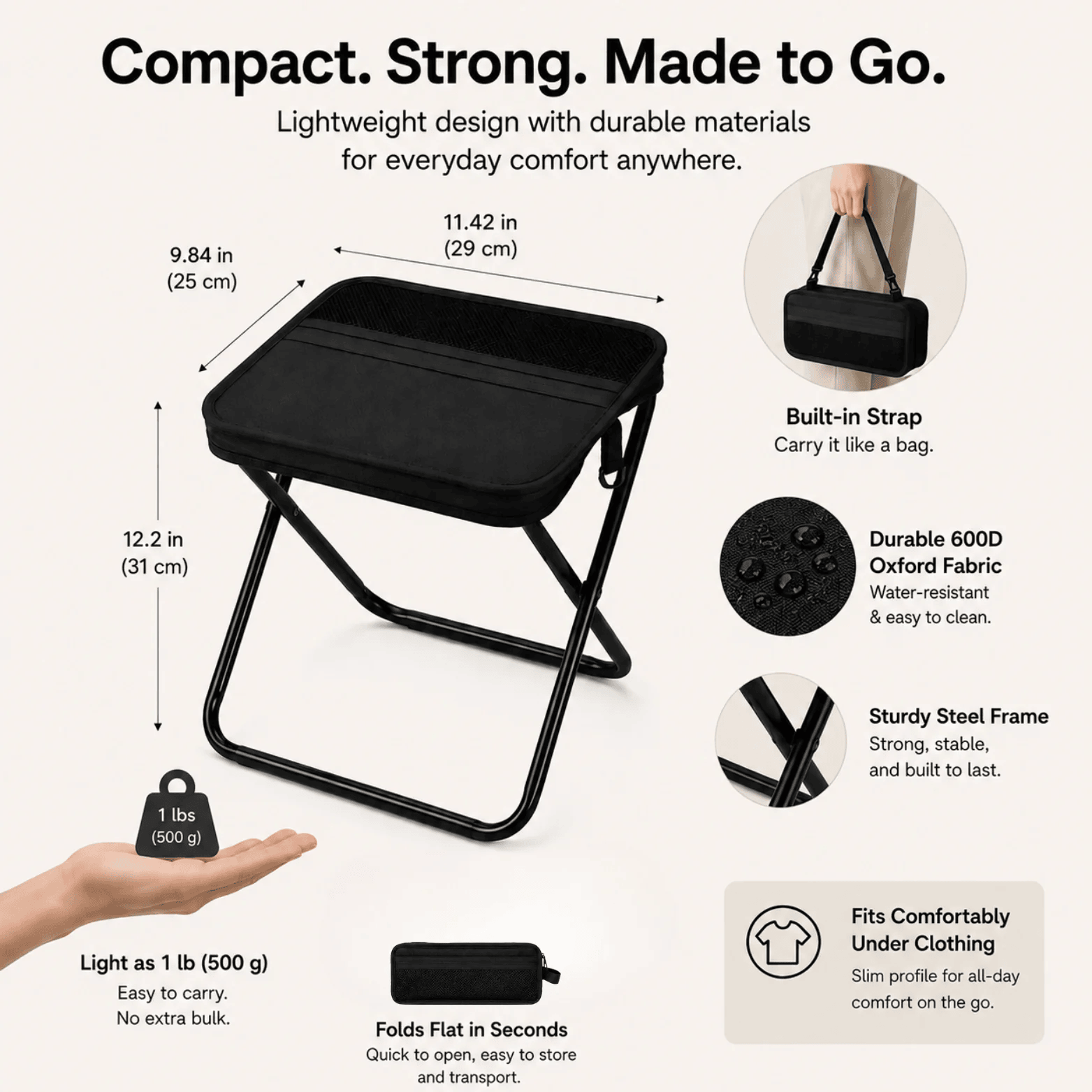 Swiftbag 2-in-1 Folding Chair Bag dimensions and features