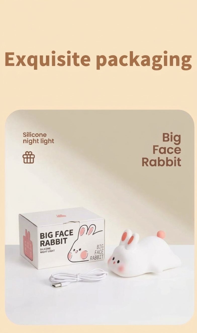 Brighten bedtime with a cute silicone animal night light featuring rechargeable power, 3 brightness levels, and adorable panda, sheep, and rabbit designs.