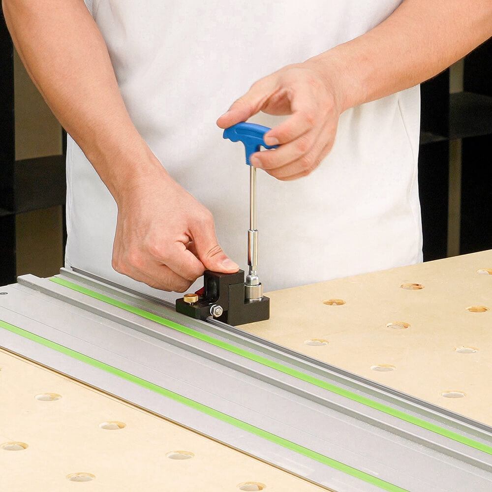 Track Saw Guide Rail Flip Stop Clamp