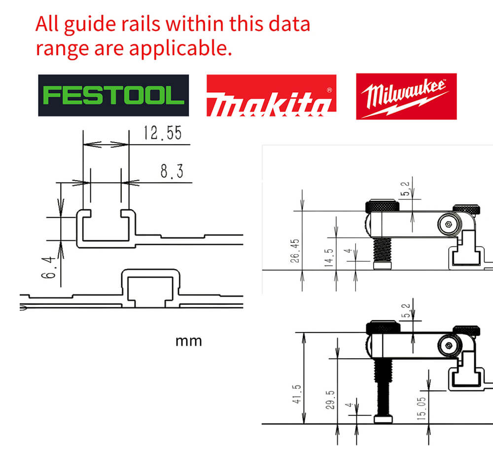 Folding Guide Rail Clamp for Festool and Makita Guide Rail