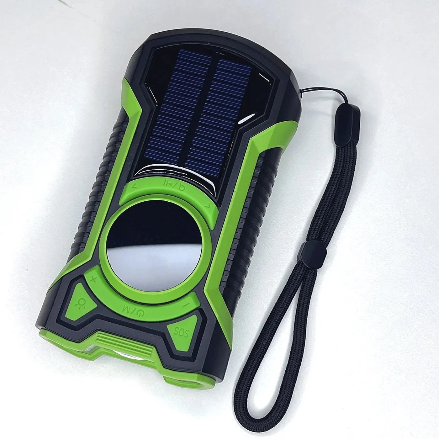 Back of the radio with its wrist lanyard