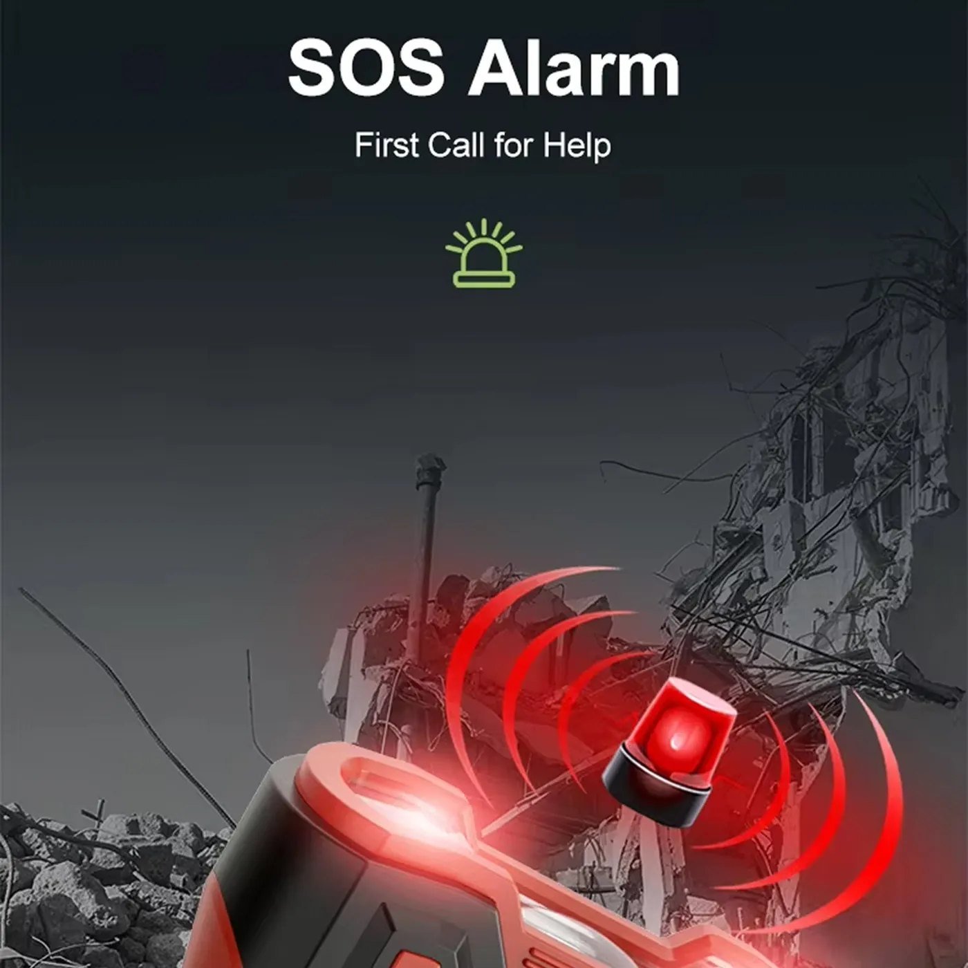 The red SOS beacon flashing