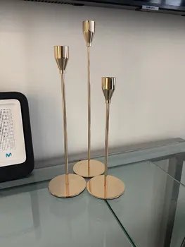 Customer photo: Gold Metal Candle Holders, Set of 3