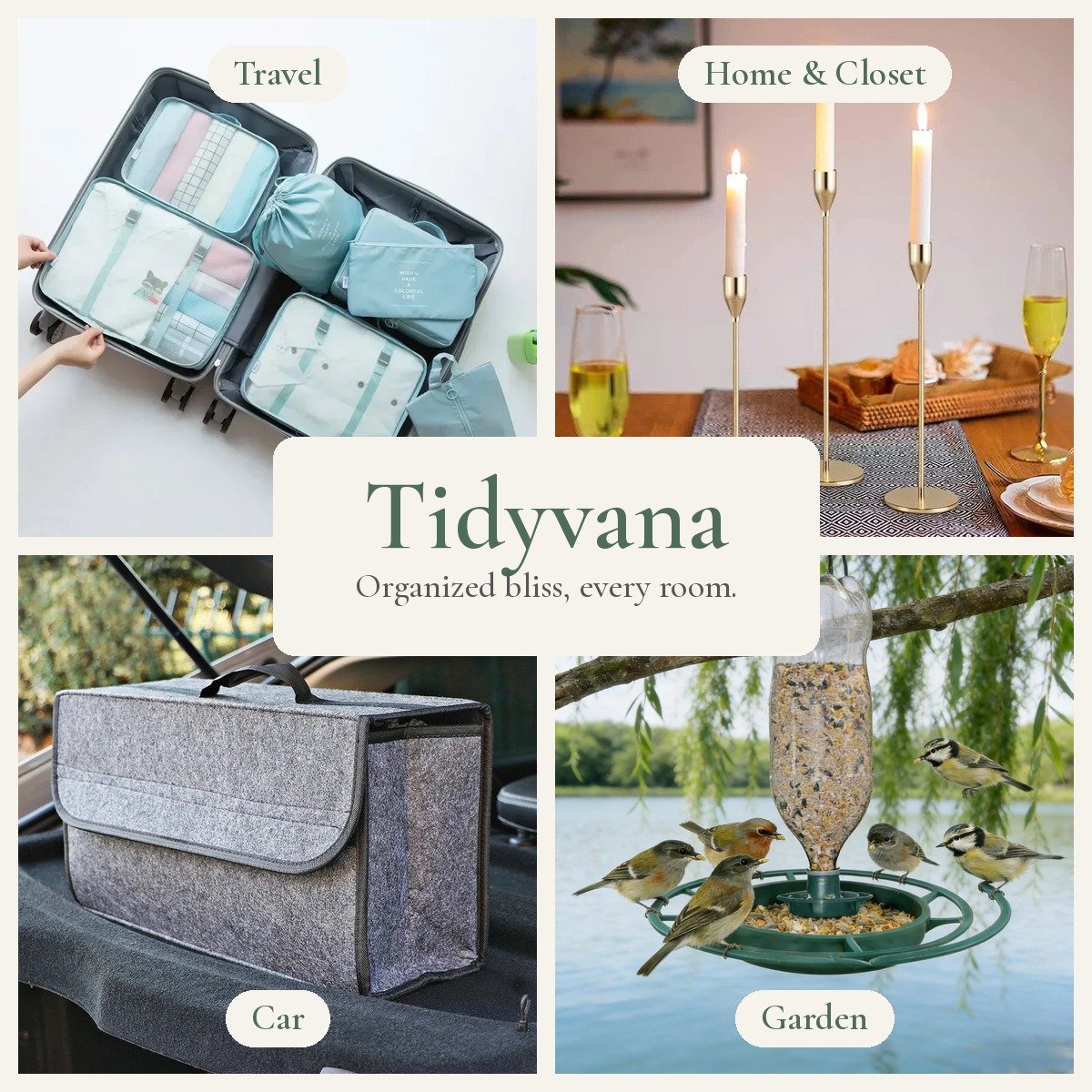 Tidyvana organizers for travel, home, car and garden