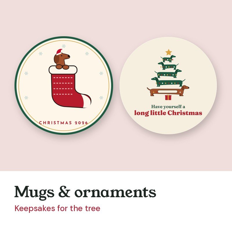 Dachshund mugs and Christmas ornaments
