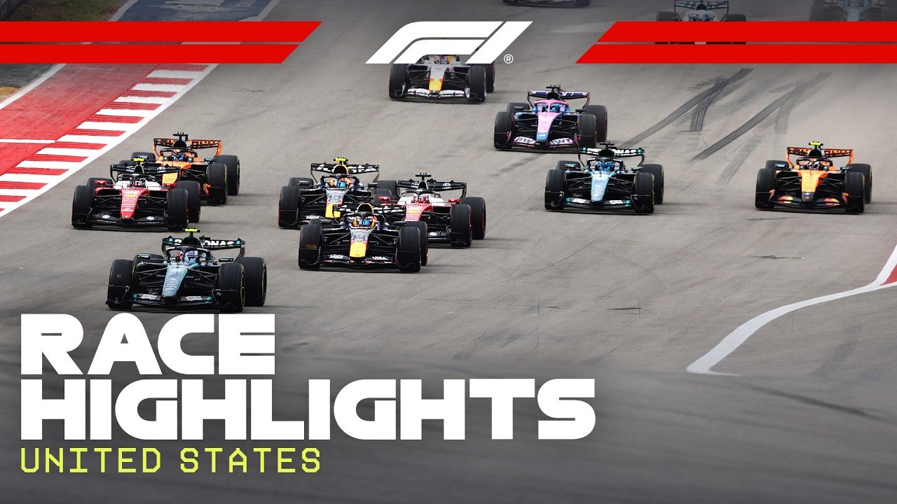 Official FORMULA 1 YouTube broadcast thumbnail for Race Highlights 2026 United States Grand Prix in Austin