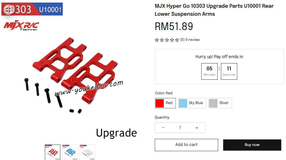 MJX Hyper Go 10303 Upgrades Rear lower suspension arms